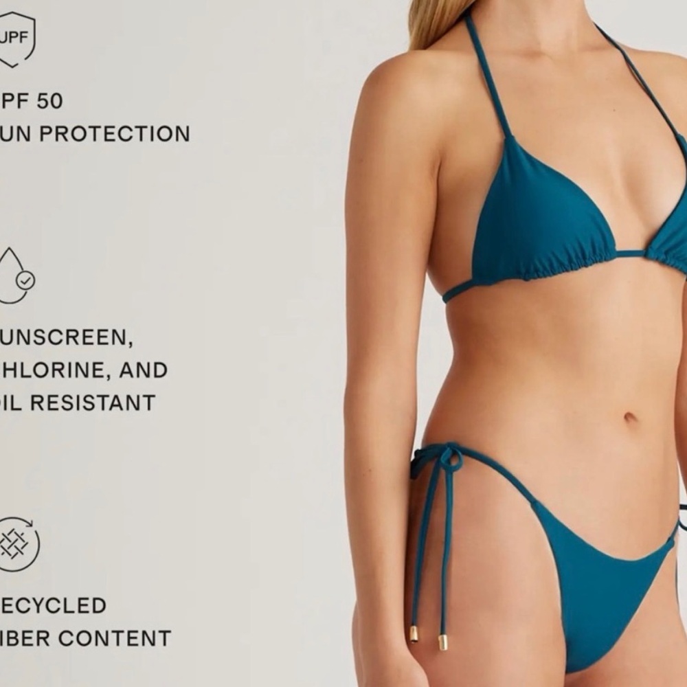 Quince Teal String Triangle Bikini